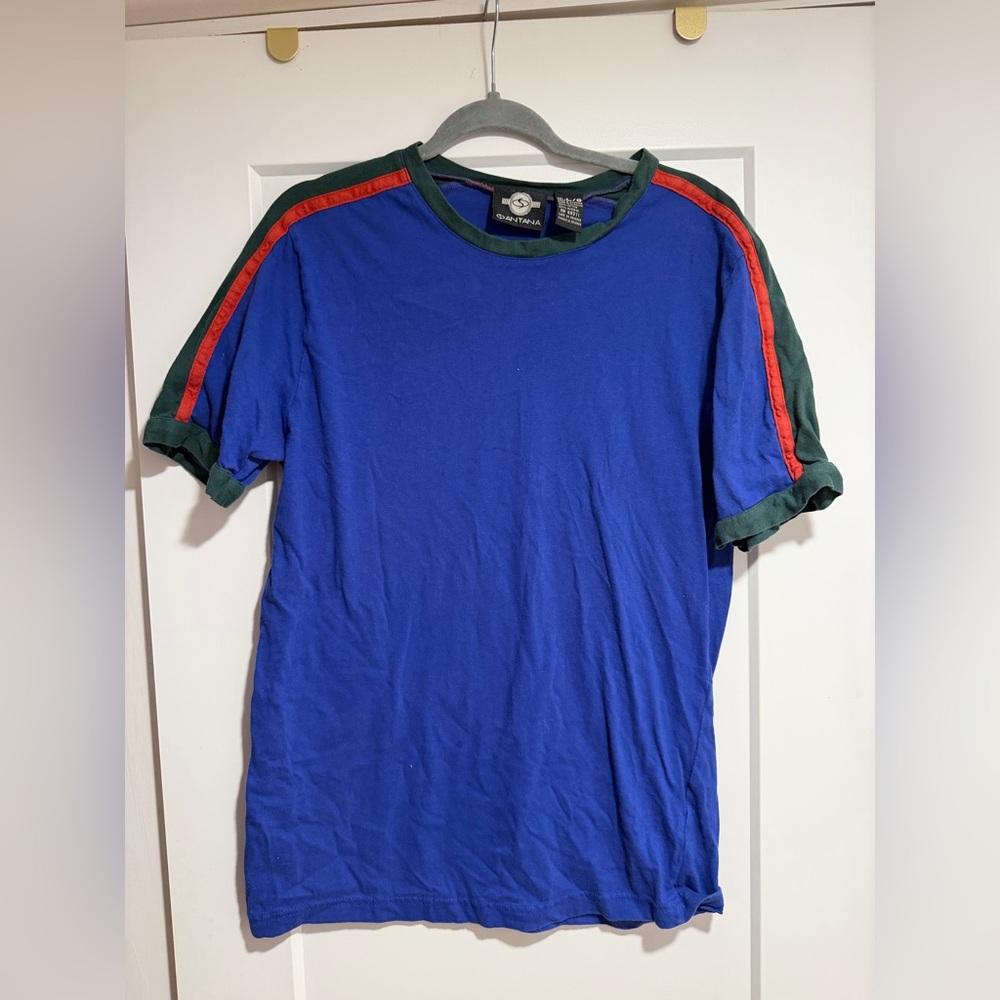Men's Blue Green and Red Vintage Tee